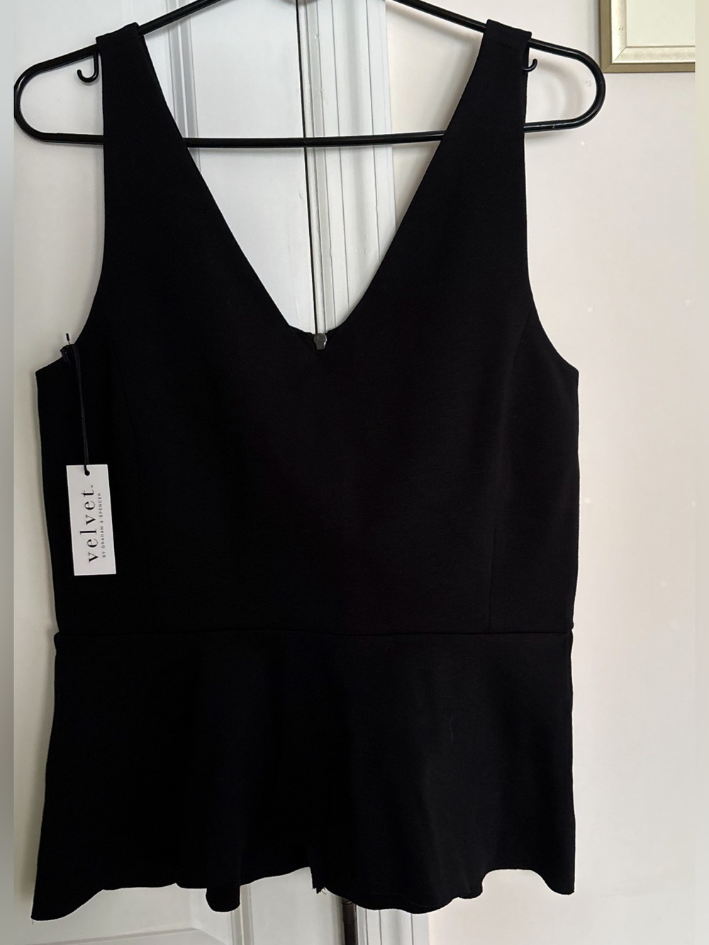 Velvet by Graham & Spencer Black Sleeveless Peplum Top